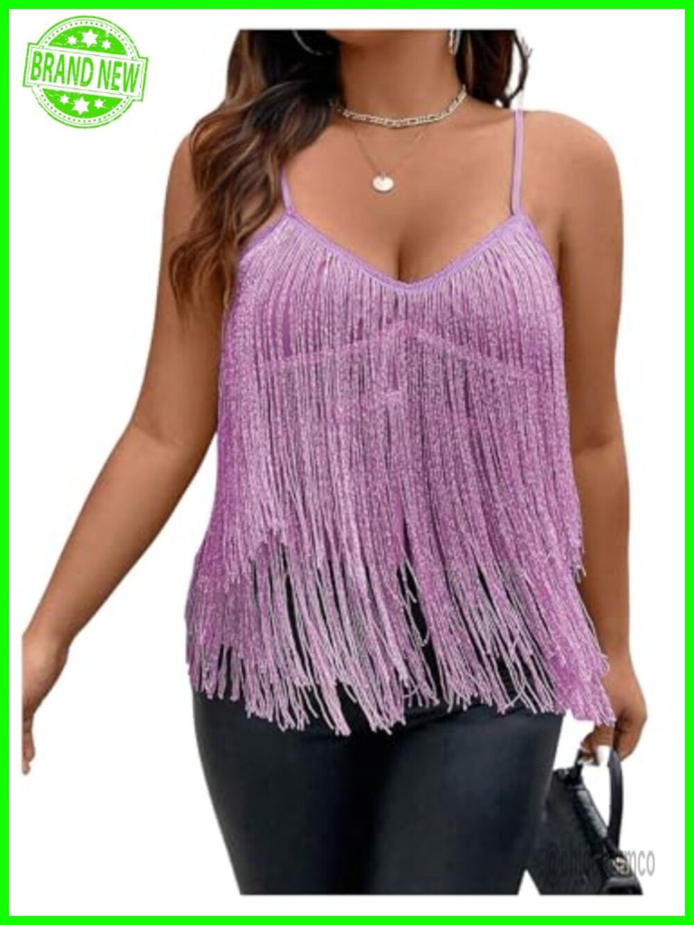 Plus Size Sequin Fringe Asymmetrical Backless Party Club Cami Top